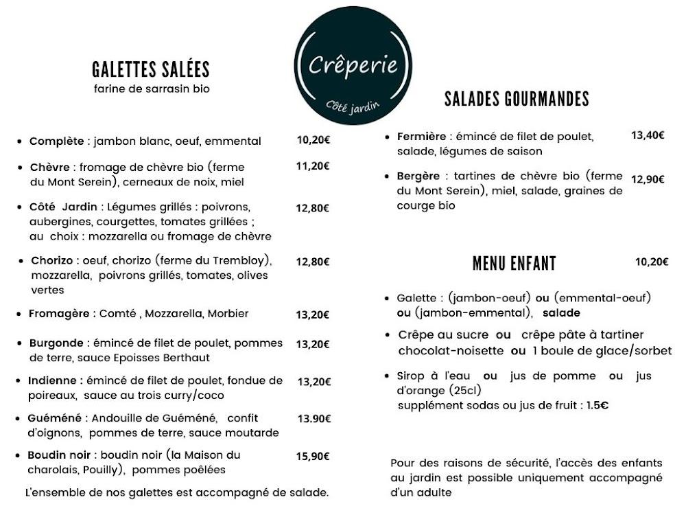 Côté Jardin Pouilly - Menu Image 1